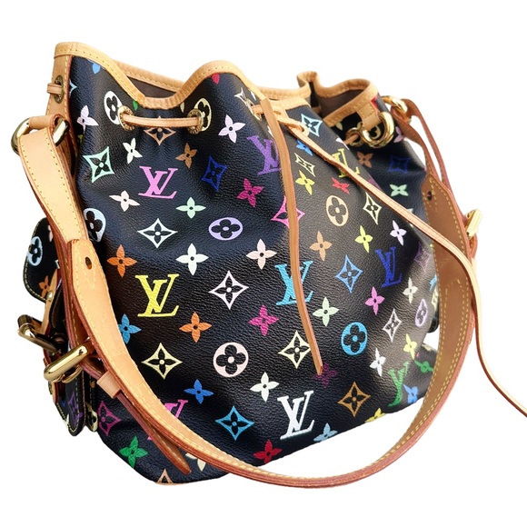 Authentic💕 Louis Vuitton Petit Noe Bucket Bag Monogram Multicolor Black - Picture 11 of 11